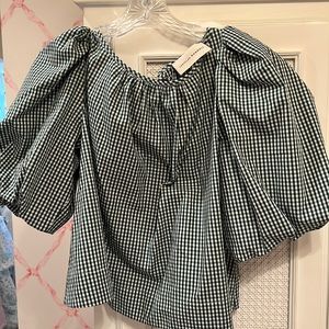 Jesse Loeffler Randall crop green gingham top 2023 spring season worn once.